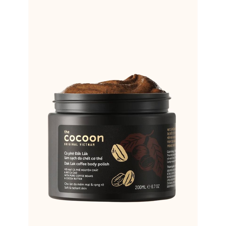 [B E B U] Tẩy Tế Bào Chết Toàn Thân Cocoon Cà Phê Đắk Lắk 200ml - Da Sạch, Sáng Mịn Chỉ Sau Vài Lần Sử Dụng