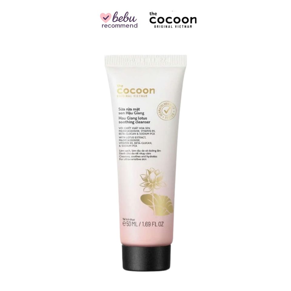 [B E B U]  Sữa Rửa Mặt Sen Hậu Giang Cocoon Lotus Soothing Cleanser 50ml