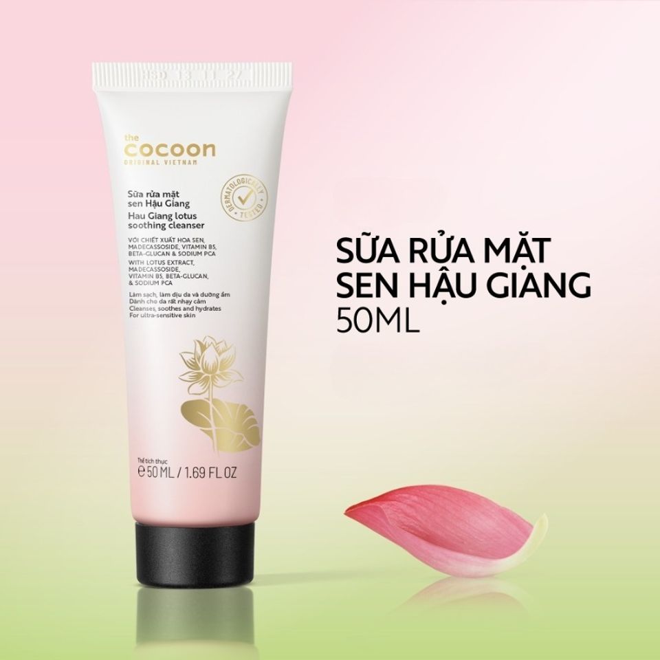 [B E B U]  Sữa Rửa Mặt Sen Hậu Giang Cocoon Lotus Soothing Cleanser 50ml