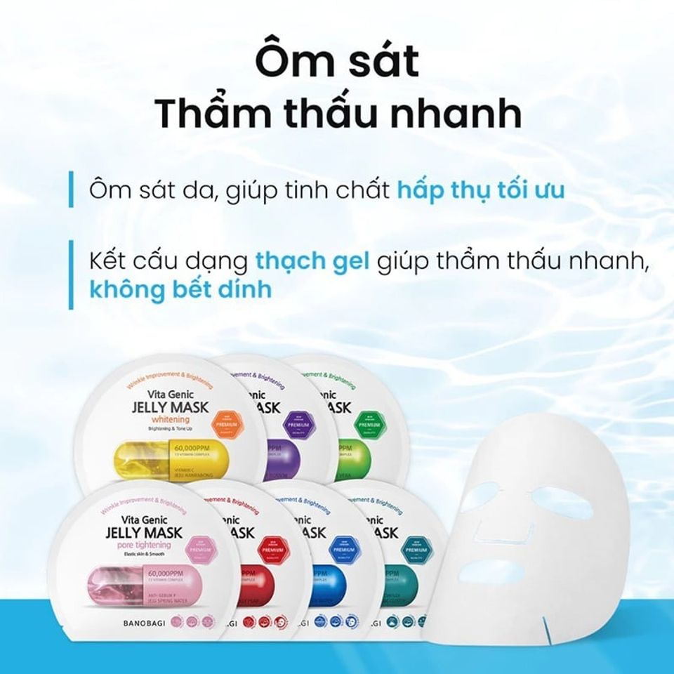 [B E B U]  Hộp 10 Miếng Mặt Nạ Banobagi Dưỡng Da Chuyên Sâu Vita Genic Jelly Mask 10x30g