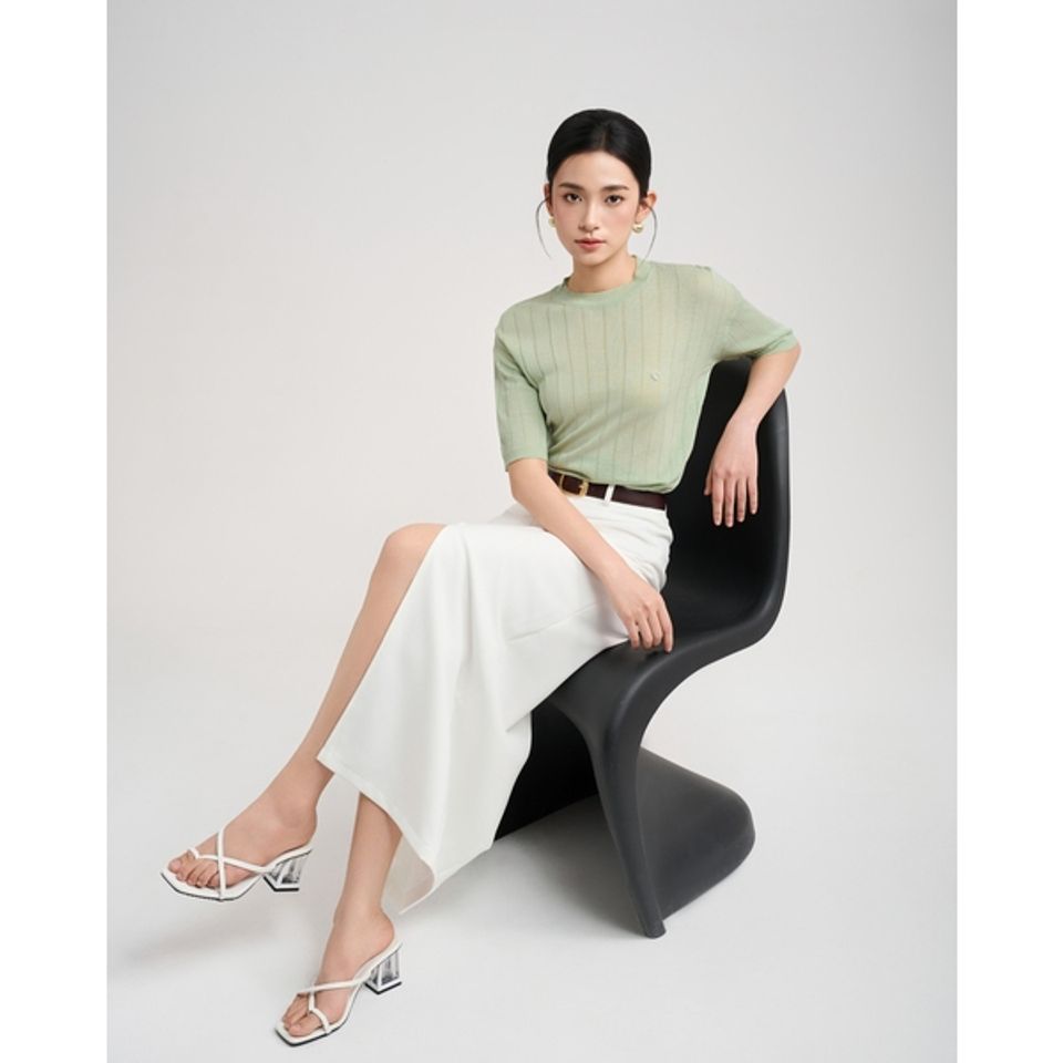 [LOHNT] Áo thun nữ tay ngắn, vải sheer Hàn Quốc/ Sheer Short-Sleeve T-Shirt - LT019
