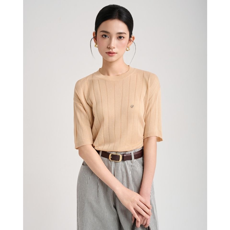 [LOHNT] Áo thun nữ tay ngắn, vải sheer Hàn Quốc/ Sheer Short-Sleeve T-Shirt - LT019