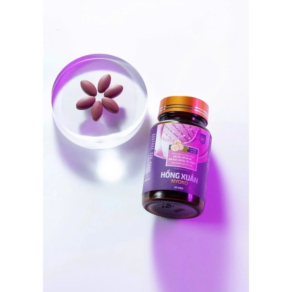 Viên Uống Hồng Xuân Nyoko - Hỗ Trợ Nội Tiết Tố Nữ, Giảm Bốc Hỏa, Mất Ngủ (Hộp 30 Viên)