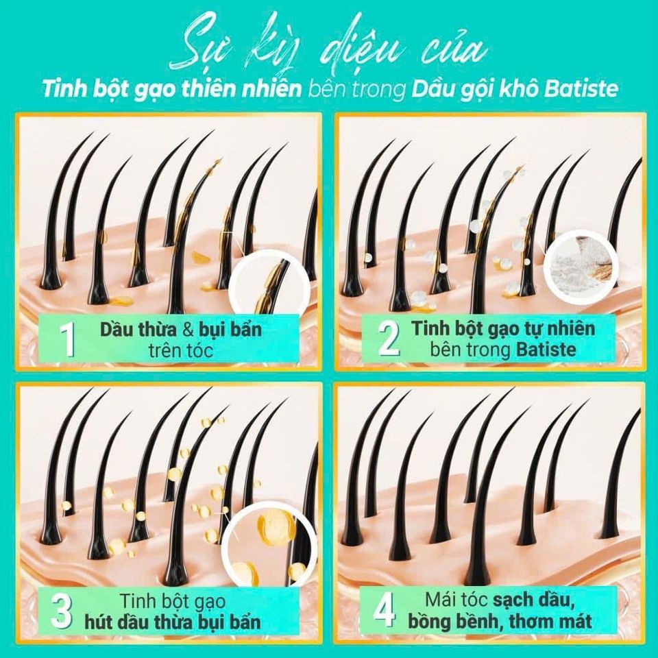Dầu Gội Khô Batiste Hương 120g - Sạch Dầu Nhanh, Thơm Lâu, Giải Pháp Tươi Mát Cho Tóc Mọi Lúc