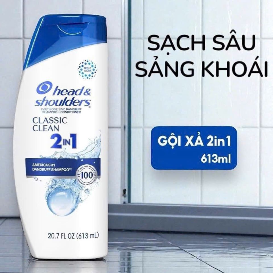 Dầu Gội Xả 2in1 Head & Shoulders Classic Clean 370ml - Sạch Gàu, Mát Da Đầu, Chăm Sóc Tóc Toàn Diện