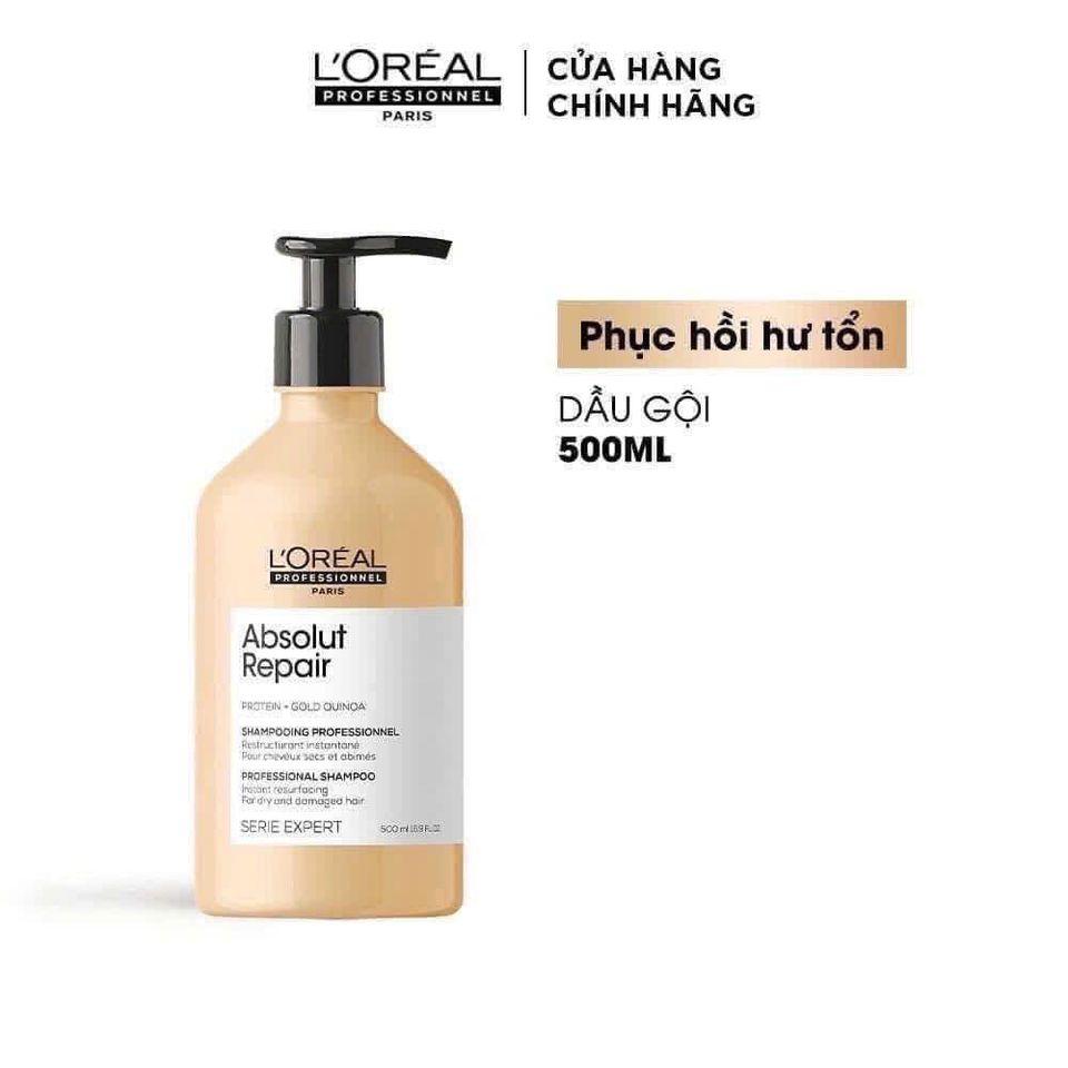 Dầu Gội L’Oréal Serie Expert Absolut Repair 500ml - Phục Hồi Tóc Hư Tổn, Dưỡng Ẩm Chuyên Sâu, Giúp Tóc Mềm Mượt