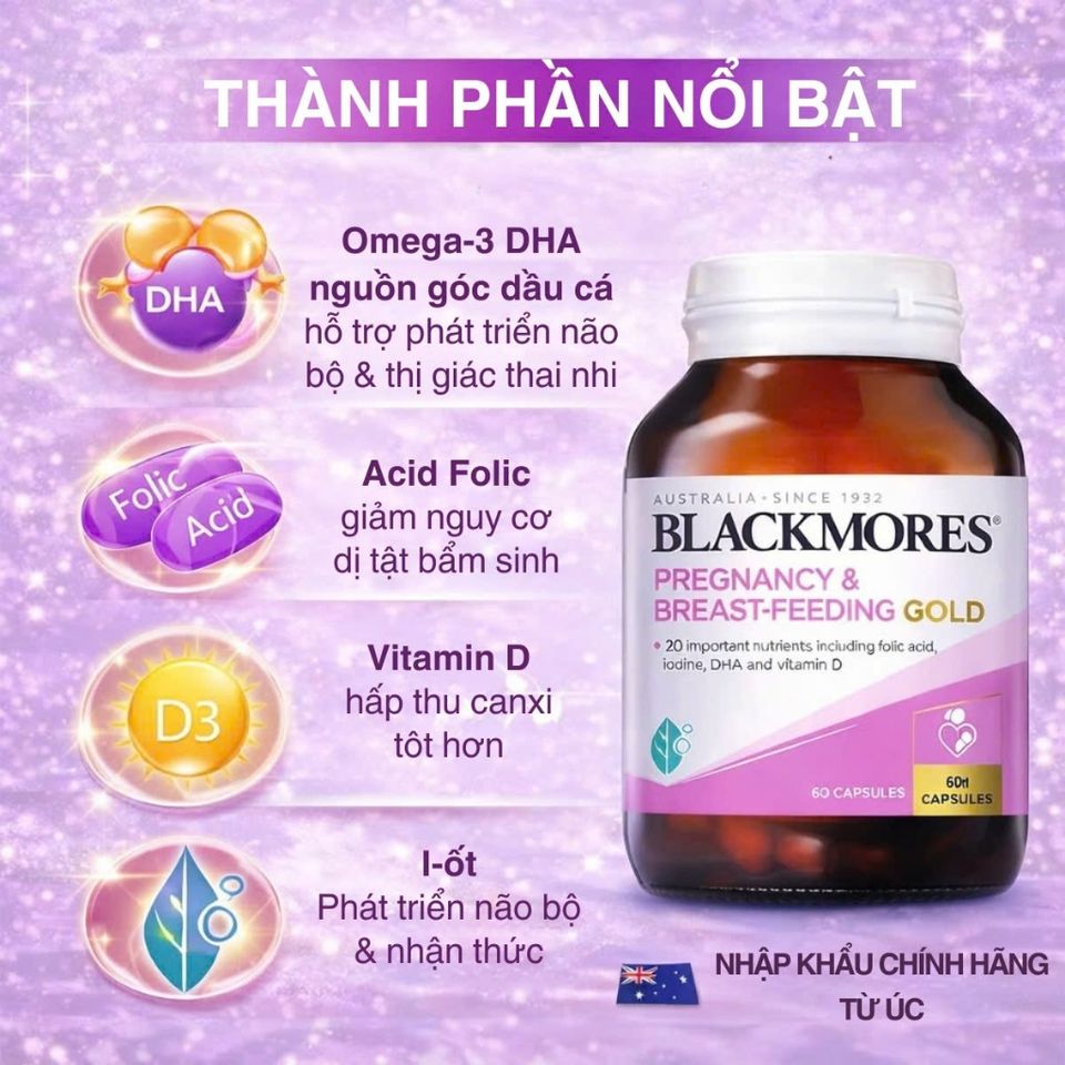 Vitamin Bổ Bầu Blackmores Pregnancy & Breast-Feeding Gold 60 Viên – Cho Bà Bầu và Cho Con Bú