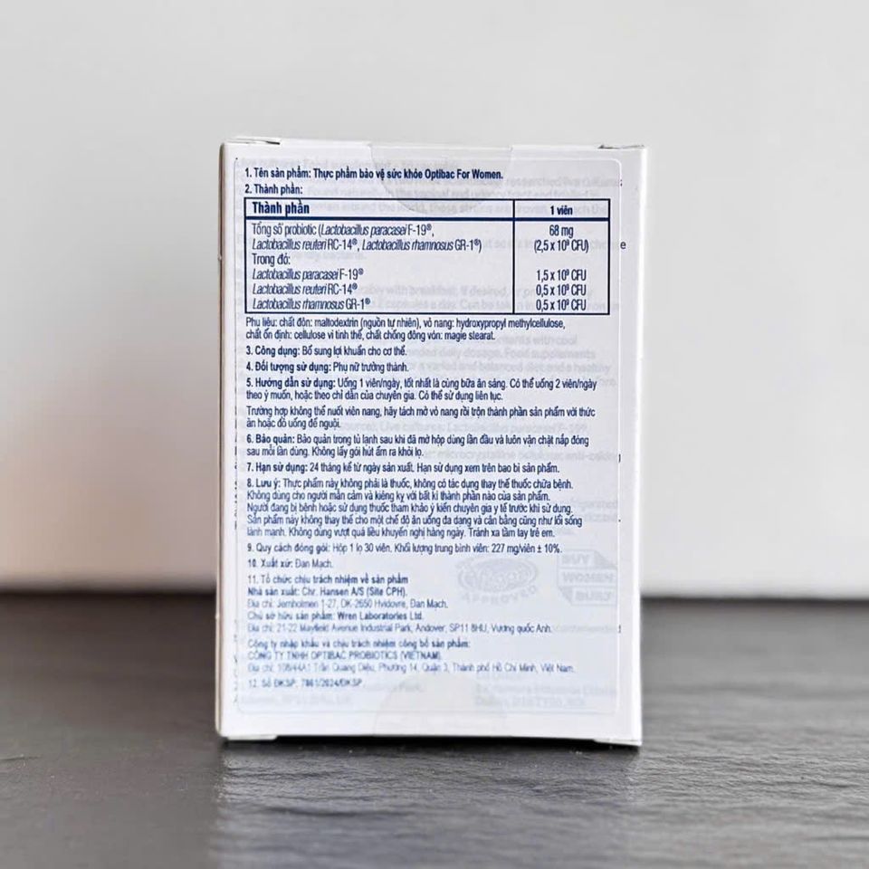 Viên Uống Men Vi Sinh Optibac For Women 30 Viên– Cân Bằng Vi Khuẩn Hỗ Trợ Vùng Kín