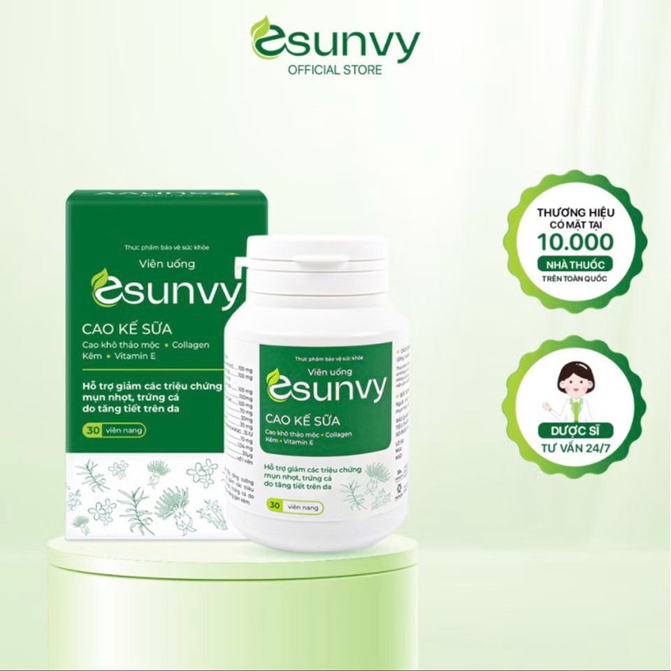 Viên Uống Ngừa Mụn ESUNVY, thảoo dượcc mát gan hộp 30 viên nang