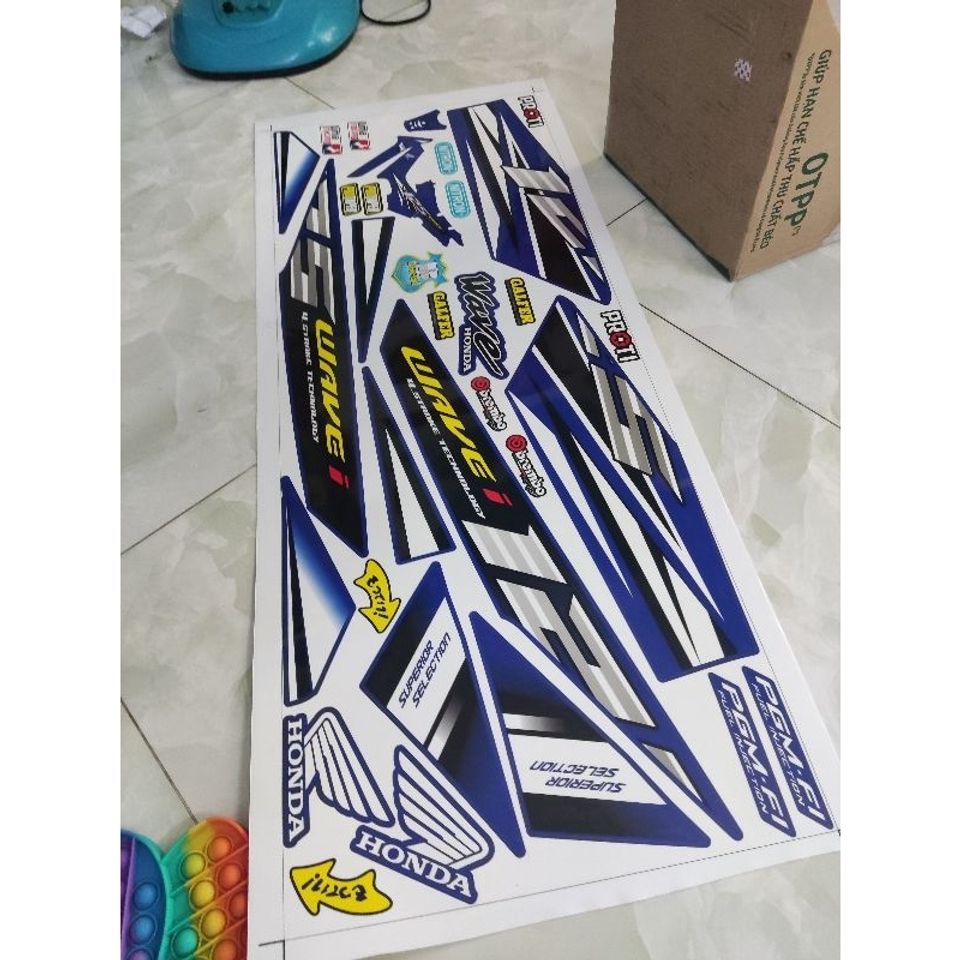 Tem Rời Wave Nhỏ 2004 Chế Wave 125i Xanh Dương  - Decal In Chất Lượng