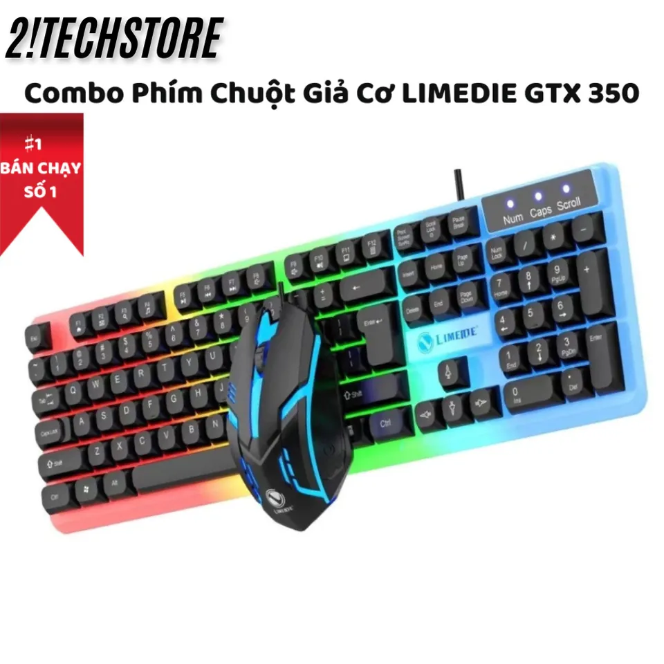 Combo Bàn Phím Giả Cơ Kèm Chuột Máy Tính GTX350 Có Dây - Tích Hợp Đèn ...