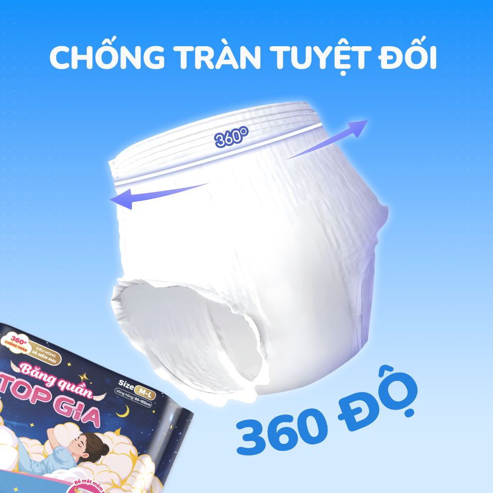 [Sỉ] Băng vệ sinh quần siêu mỏng Topgia bịch 5 miếng vải không dệt mềm mại, thấm hút tốt khô ráo