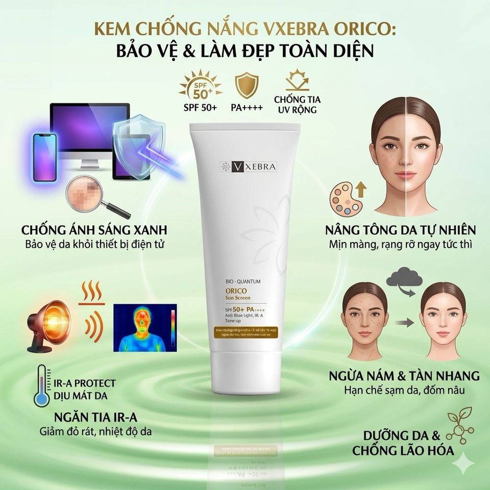 Đón nắng hè rực rỡ cùng kem chống nắng VXEBRA ORICO SPF 50+