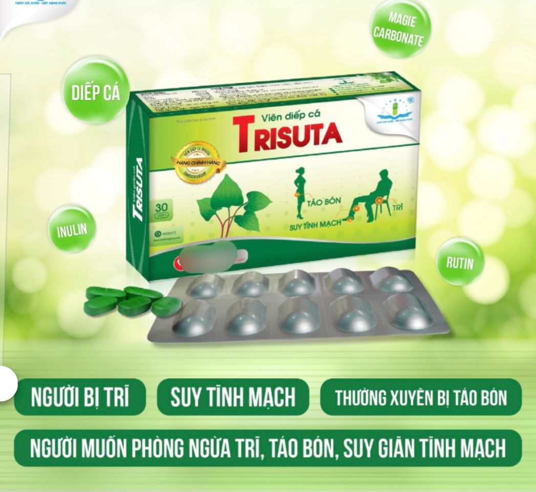 Viên giấp cá trisuta hỗ trợ co búi trĩ - hộp 30 viên ( hàng mới, date mới)