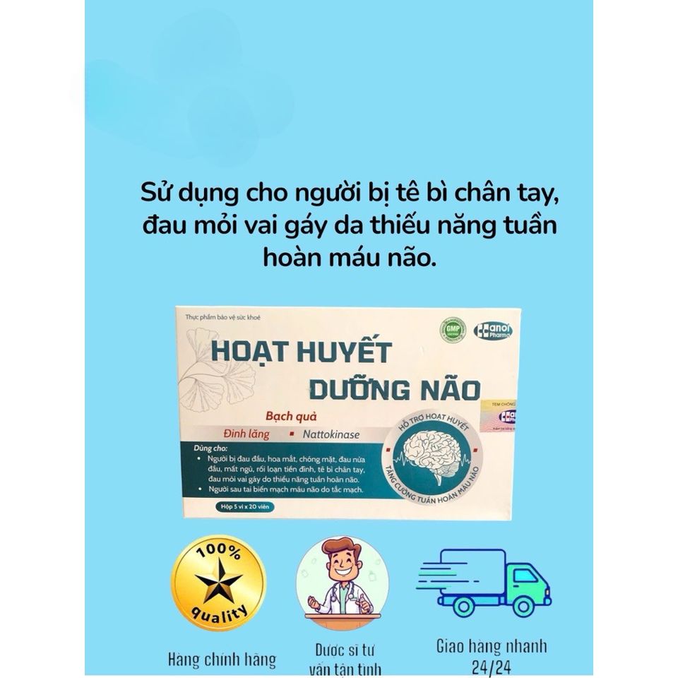 Hoạt Huyết Dưỡng Não của Dược Hà Nội hỗ trợ tăng tuần hoàn não(Hộp 100viên)