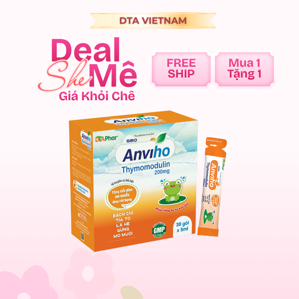 Siro Anviho Cam Hỗ Trợ Giảm Ho Đau Rát Họng Khản Tiếng - Thực Phẩm Chức Năng Hộp 30 Gói Cho Trẻ Em và Người Lớn