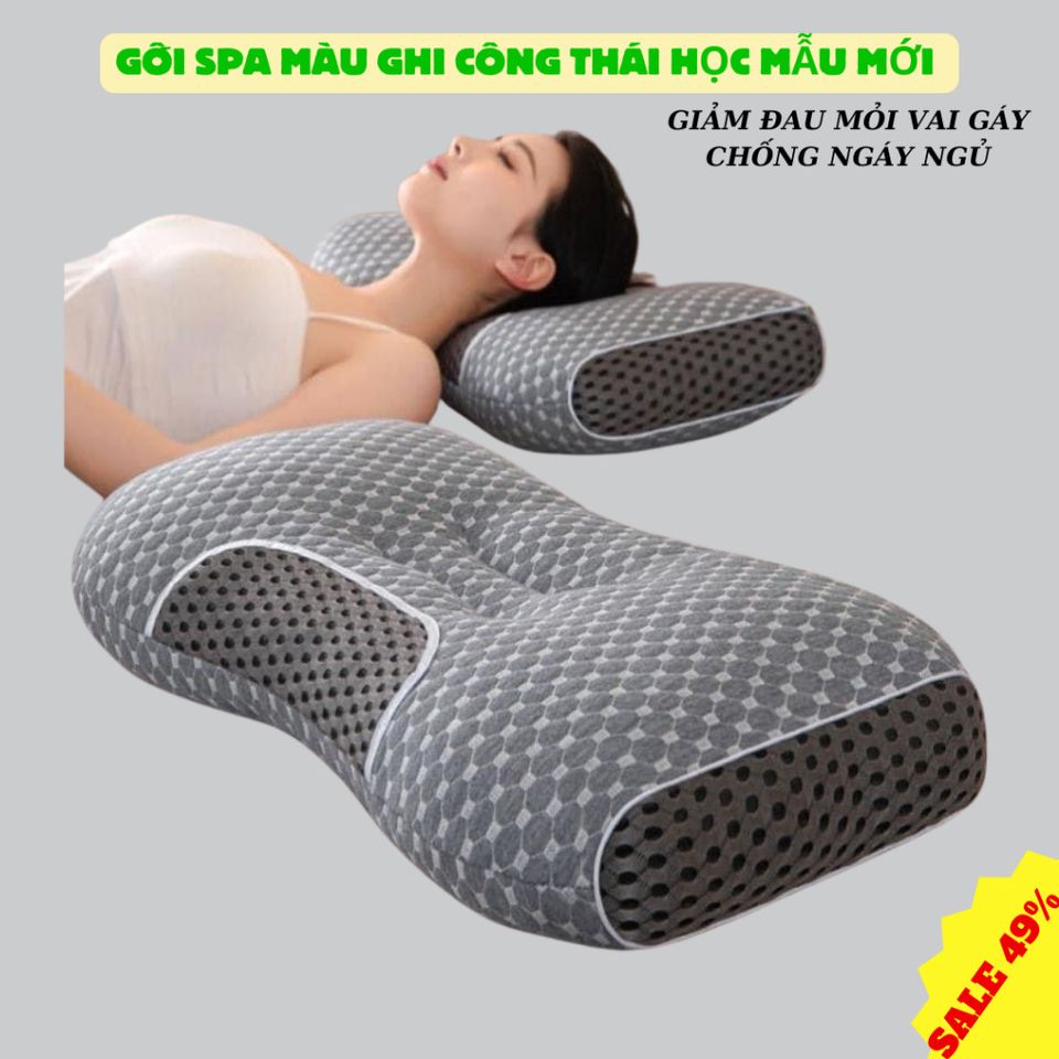 Gối ngủ Spa chống đau vai gáy vải bông chống ngáy, giúp cải thiện giấc ngủ
