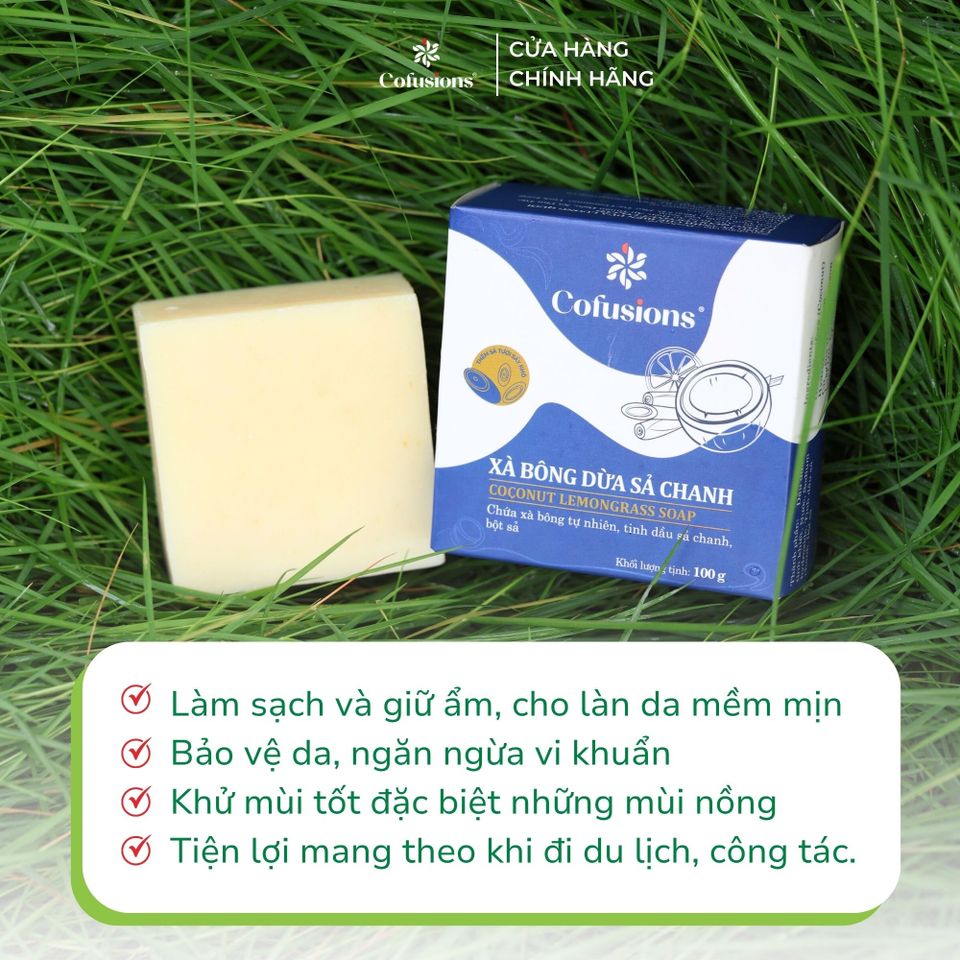 Xà bông dừa sả chanh Cofusions - Hộp 100g chính hãng