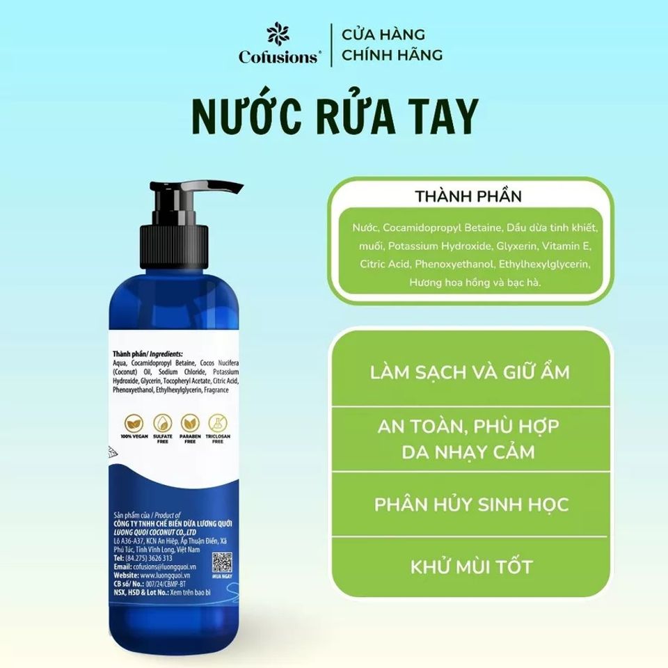 [NHÃN MỚI CFS] Nước rửa tay Cofusions hương hoa hồng 250ml