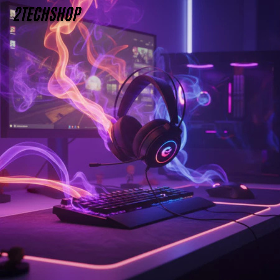 Tai Nghe Máy Tính Chụp Tai Gaming Chữ E - Âm Bass Cực Căng, Ốp Da Êm Ái, BH 12T