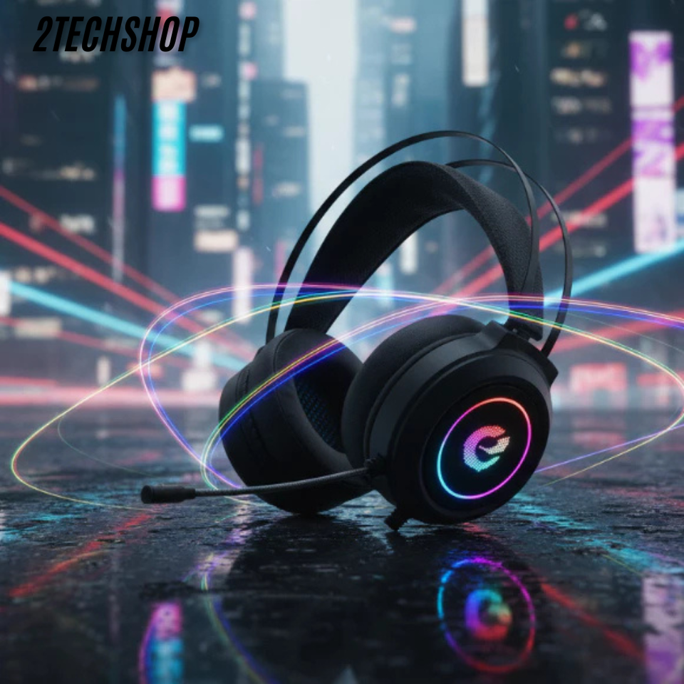 Tai Nghe Máy Tính Chụp Tai Gaming Chữ E - Âm Bass Cực Căng, Ốp Da Êm Ái, BH 12T