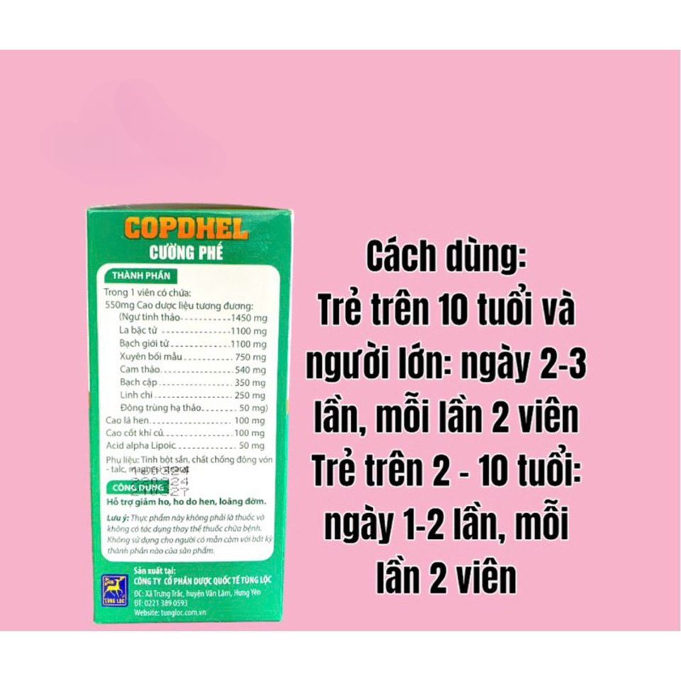 Cường phế COPDHEL hỗ trợ giảm ho hen,viêm phế quản,tan đàm(Hộp 50viên)