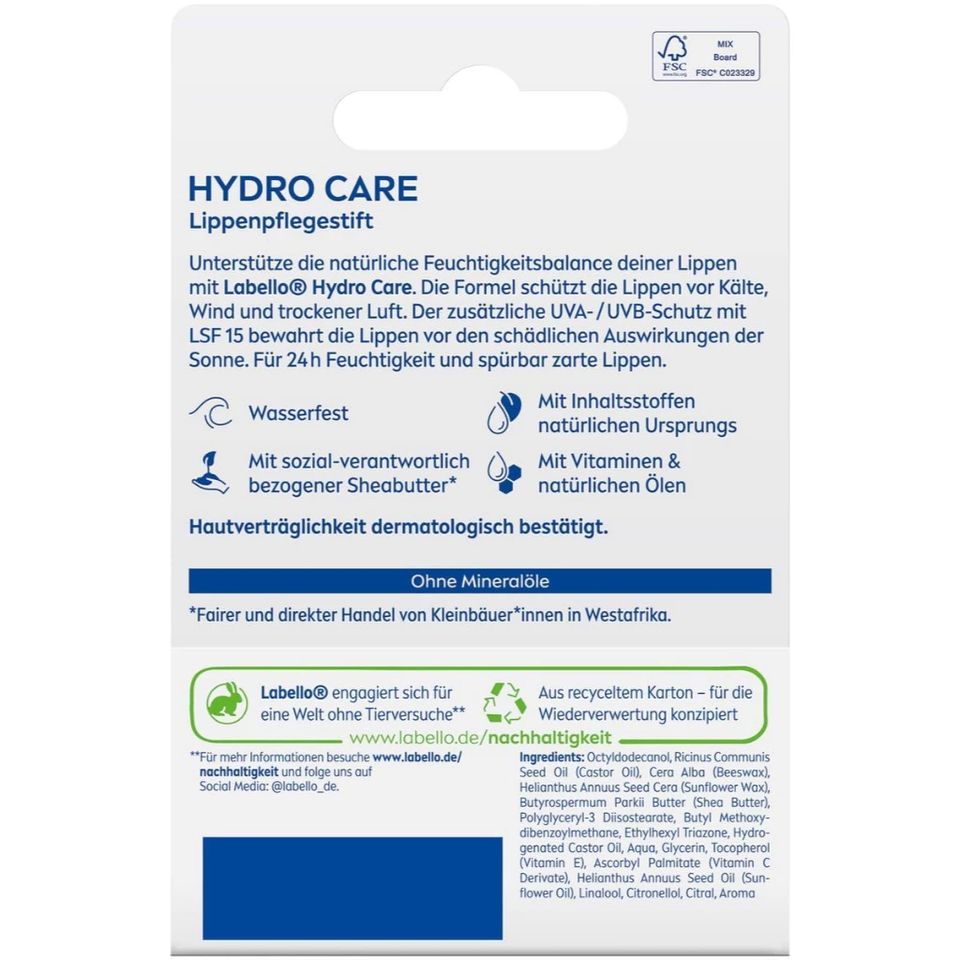 [Bill Đức] Son dưỡng môi Labello Hydro Care - Cấp ẩm vượt trội cho môi khô nứt nẻ, 4.8g