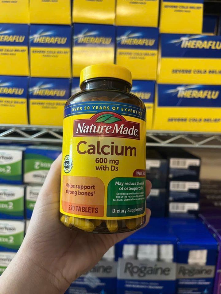 Viên uống canxi Nature Made Calcium 600mg D3 220 viên