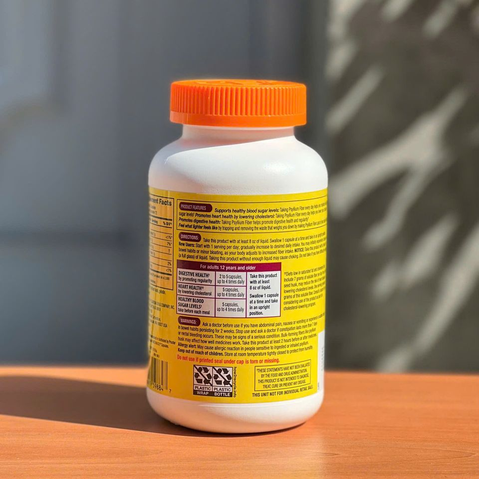 Viên Uống Bổ Sung Chất Xơ Kirkland Psyllium Fiber Capsules 360 Viên - Hỗ Trợ Tiêu Hóa và Kiểm Soát Đường Huyết 647524