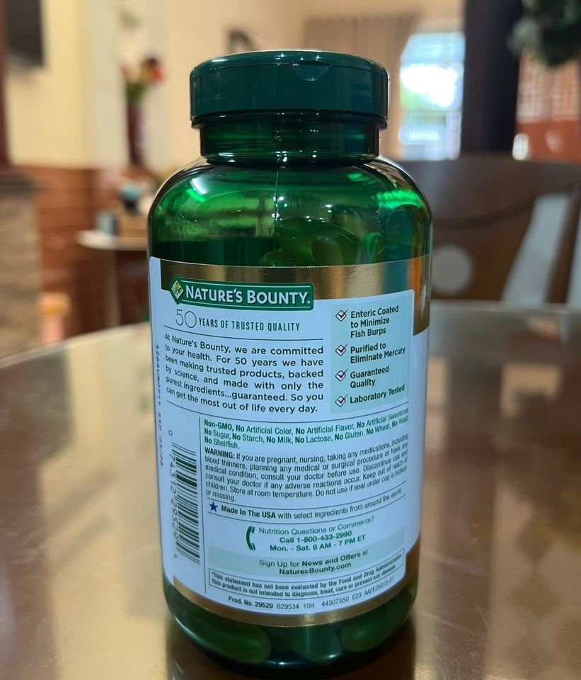 Viên Uống Dầu Cá Nature's Bounty Fish Oil 1400mg - 130 Viên Hỗ Trợ Tim Mạch, Tăng Cường Trí Não - Dễ Uống, Không Mùi 648005