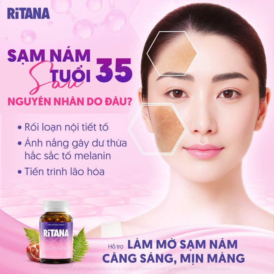 [Đầy đủ tem tích điểm] Viên uống RITANA - Trắng da mờ sạm nám hộp 60 Viên & Hộp 30 Viên