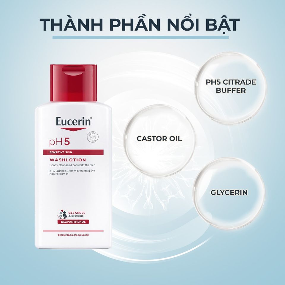 Eucerin Sữa Tắm Và Rửa Mặt Dành Cho Da Nhạy Cảm pH5 Washlotion 200ml