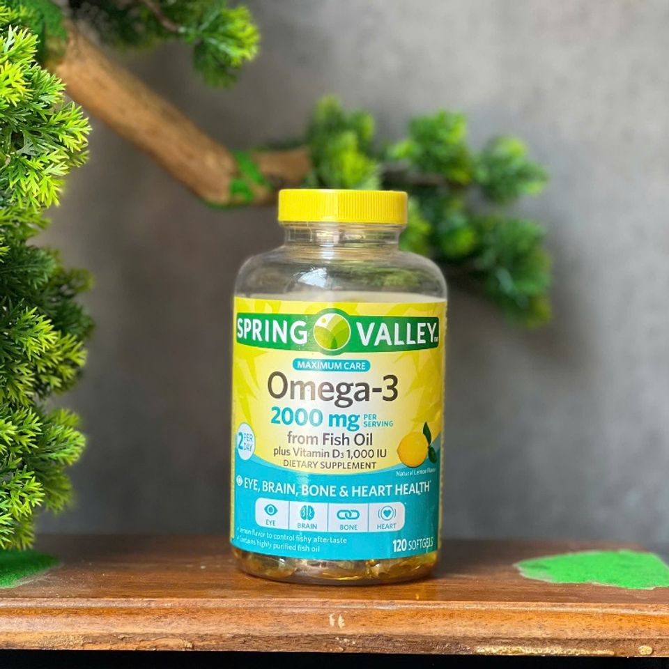 Date 1/2027 Dầu cá hương chanh Spring Valley omega 3 2000mg lọ 120 viên của Mỹ