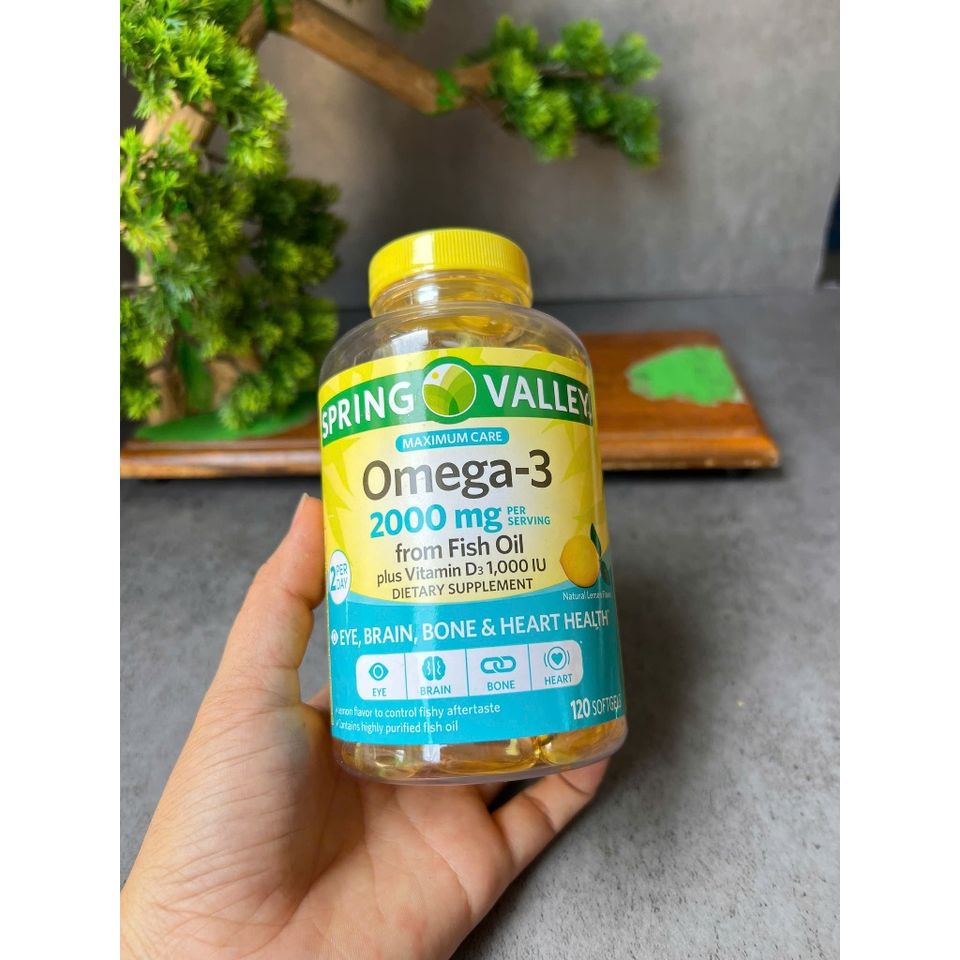 Date 1/2027 Dầu cá hương chanh Spring Valley omega 3 2000mg lọ 120 viên của Mỹ