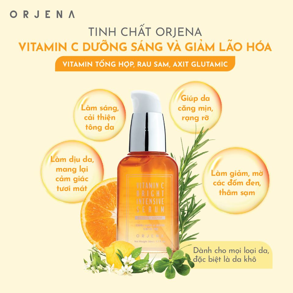 Tinh Chất Orjena Vitamin C Serum 50ML - Dưỡng Sáng, Giảm Lão Hóa, Làm Mờ Đốm Nâu, Phù Hợp Mọi Loại Da