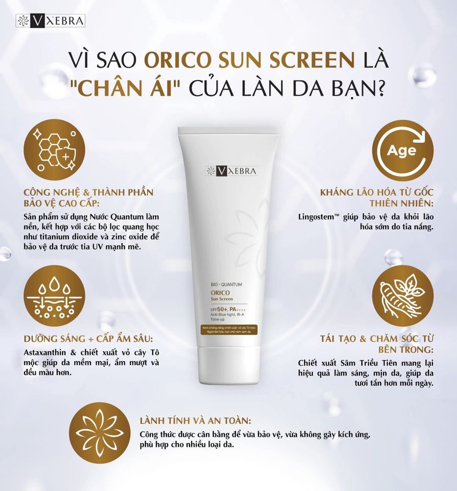 kem chống nắng ORICO SUN SCREEN giúp sáng khỏe  ngăn ngừa lão hóa