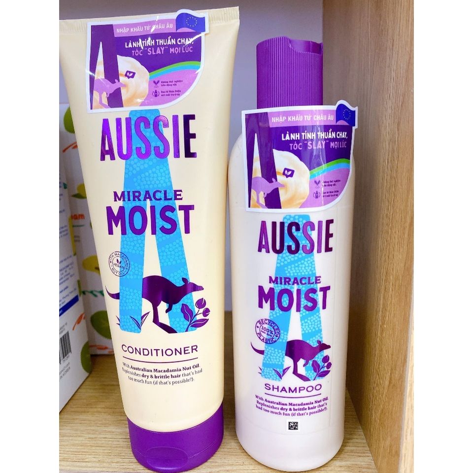 Combo gội xả Aussie giúp dưỡng ẩm làm mềm mượt tóc khô xơ, giúp tóc bồng bềnh Miracle Shampoo Moist 300ml