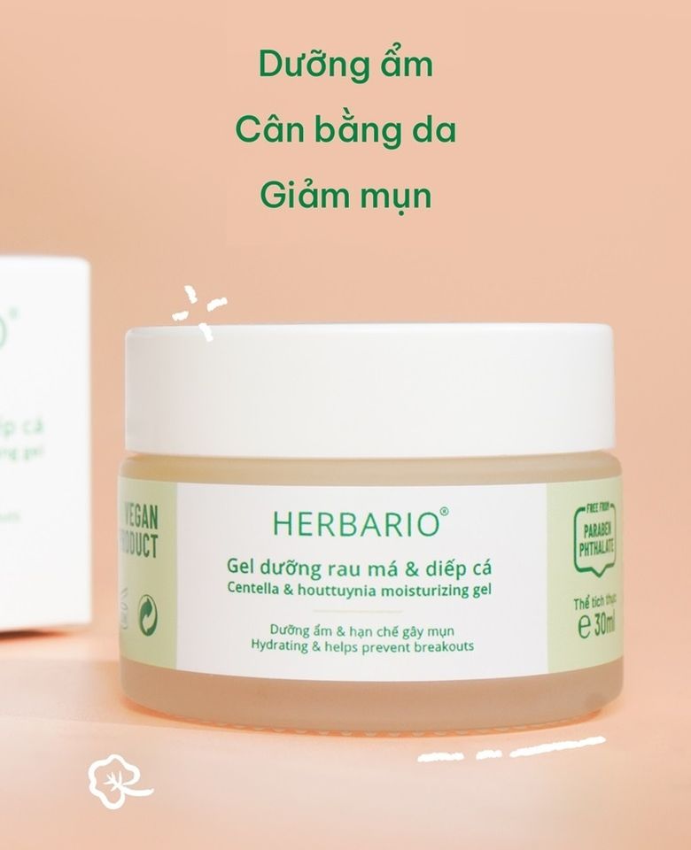 Gel Dưỡng Rau Má & Diếp Cá Thuần Chay Herbario 30ml
