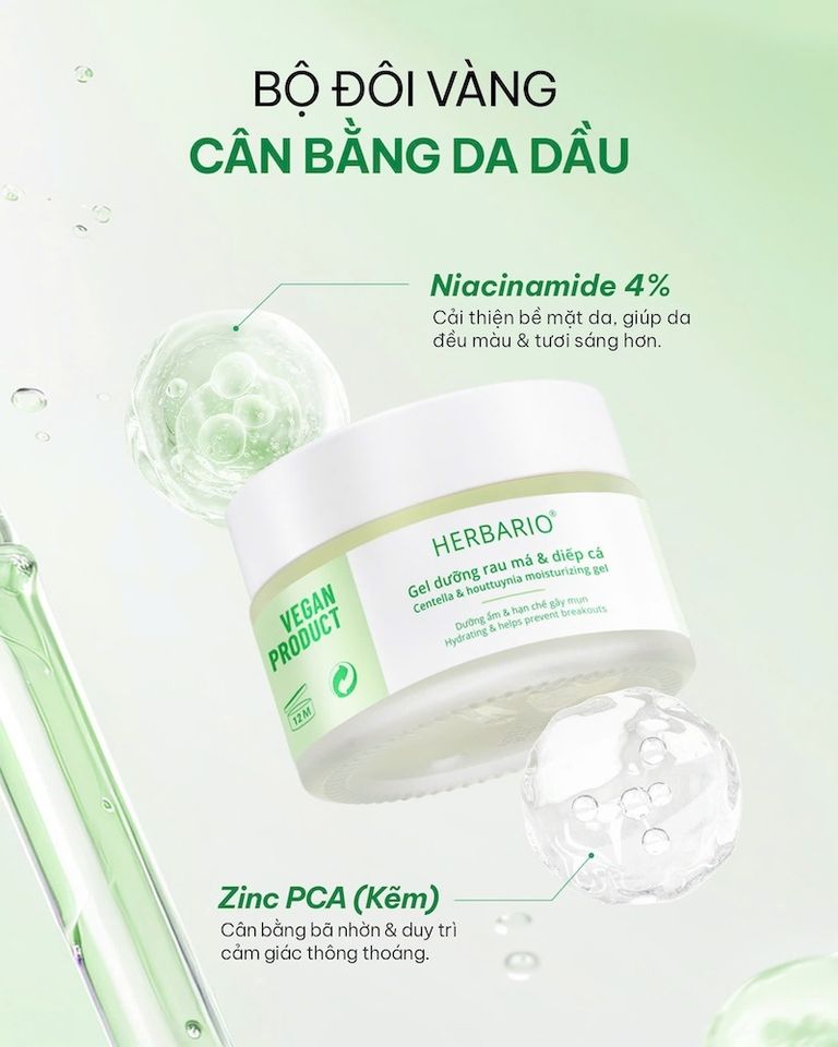 Gel Dưỡng Rau Má & Diếp Cá Thuần Chay Herbario 30ml