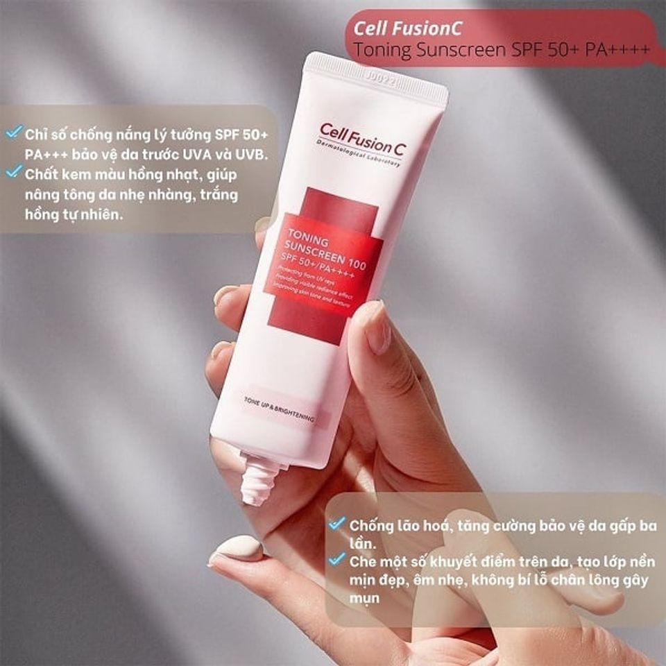 (Chaii 50ml) Kem Chống Nắng Cell Fusion C Toning Sunscreen 100 Nâng Tông - Bảo Vệ Da, Làm Sáng Mịn, Chống UVA/UVB, Dành Cho Mọi Loại Da Chính Hãng 740835