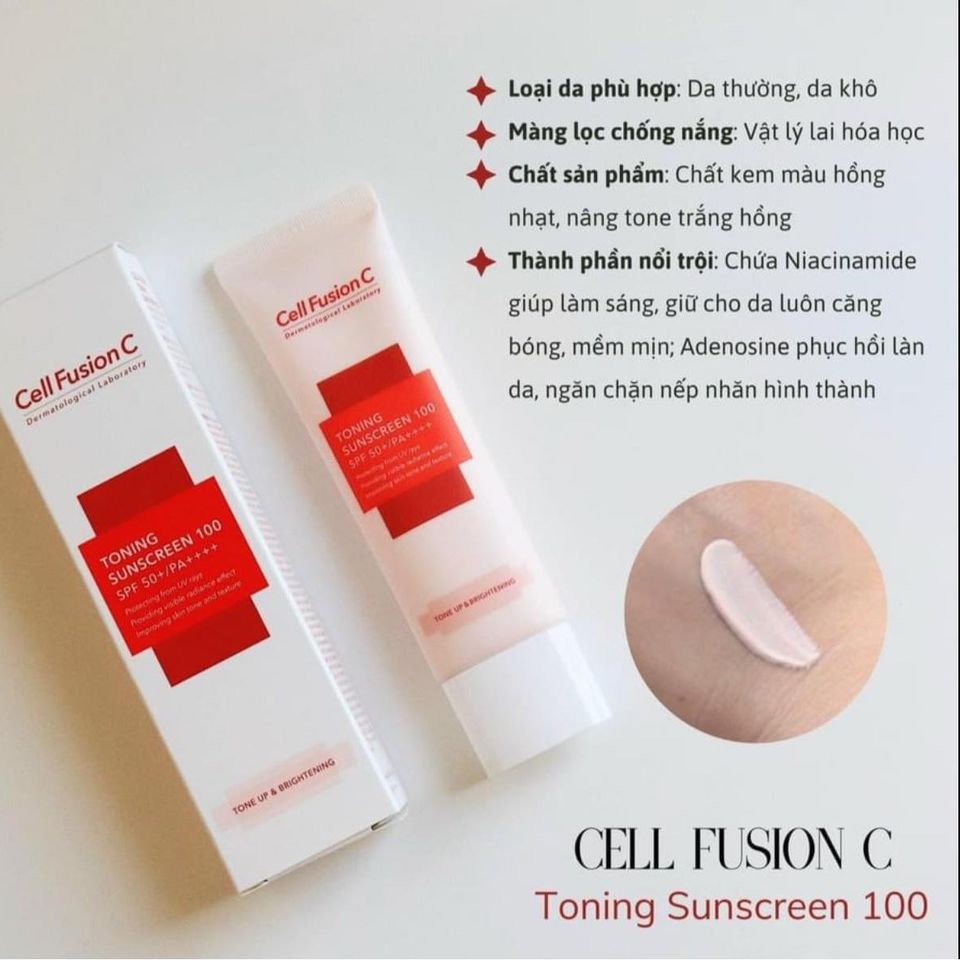 (Chaii 50ml) Kem Chống Nắng Cell Fusion C Toning Sunscreen 100 Nâng Tông - Bảo Vệ Da, Làm Sáng Mịn, Chống UVA/UVB, Dành Cho Mọi Loại Da Chính Hãng 740835