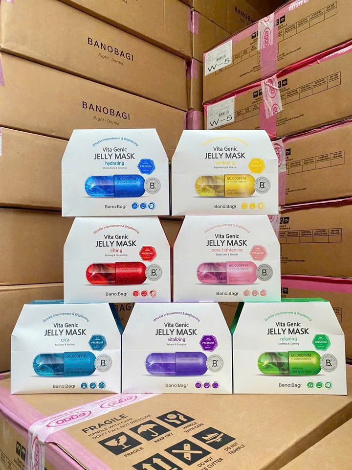 Combo 10 Miếng Mặt Nạ BANOBAGI PREMIUM Vita Genic Jelly Mask Vitamin Dưỡng Trắng, Cấp Ẩm Cho Da 30ml