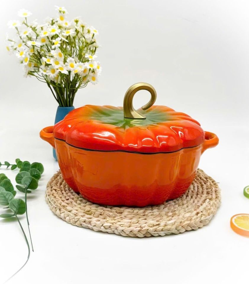 Nồi Gang Hình Bí Ngô 25cm, dung tích 3,5l