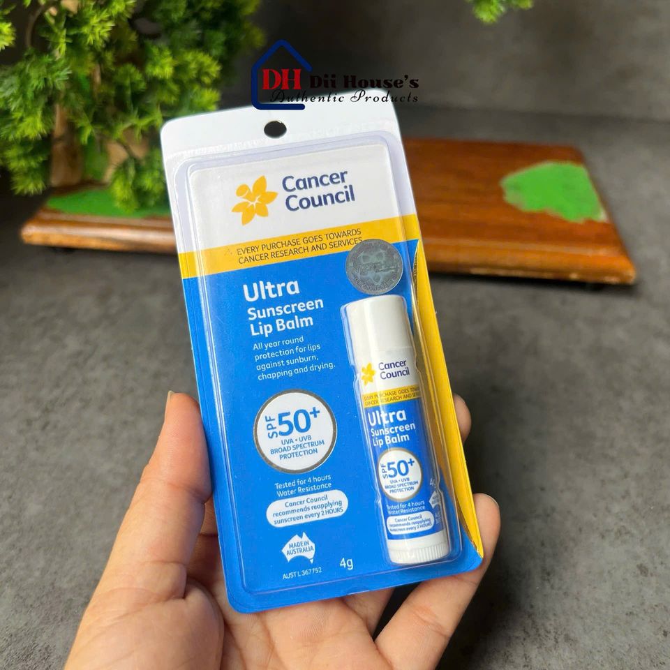[Nhập khẩu] Son Dưỡng Môi Chống Nắng Cancer Council Ultra Sunscreen Lip Balm SPF50+ 4g.