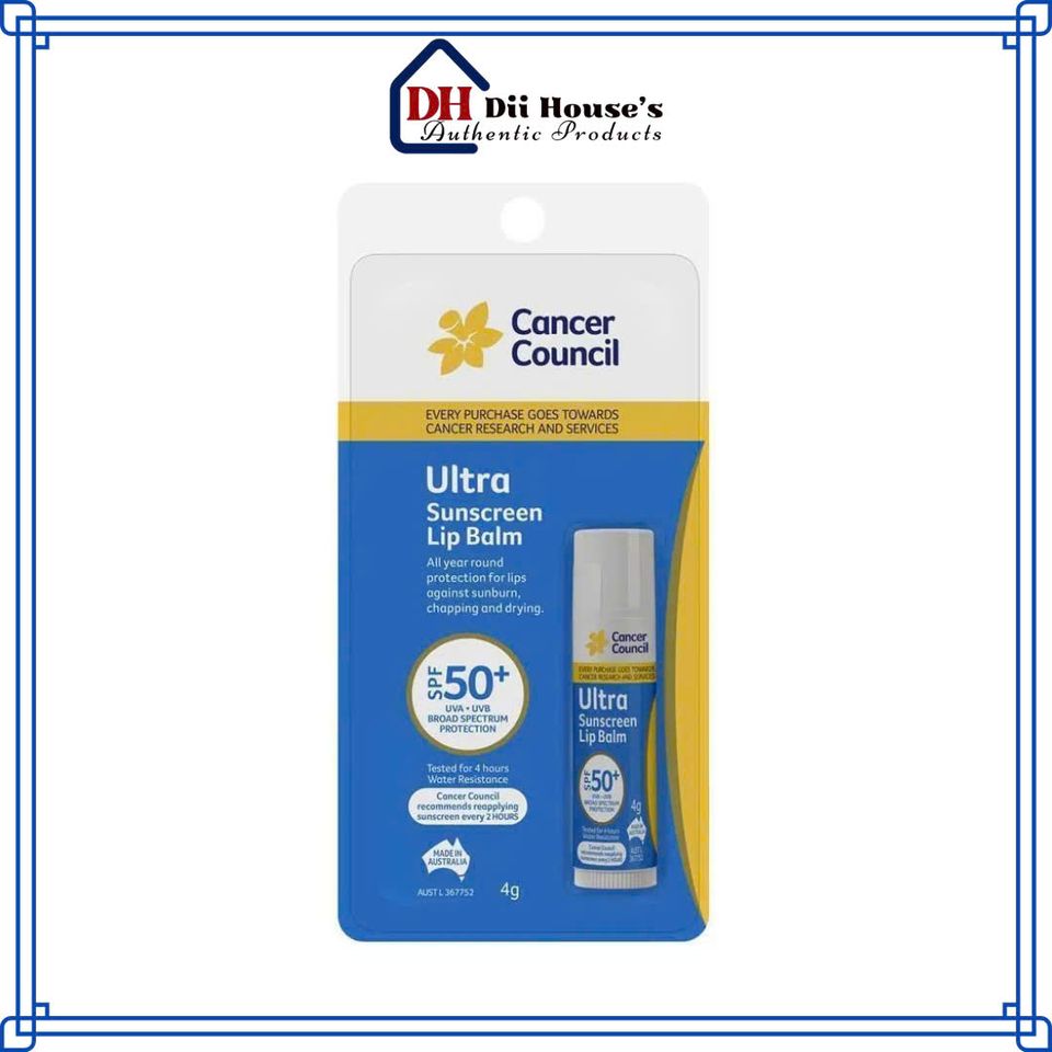 [Nhập khẩu] Son Dưỡng Môi Chống Nắng Cancer Council Ultra Sunscreen Lip Balm SPF50+ 4g.