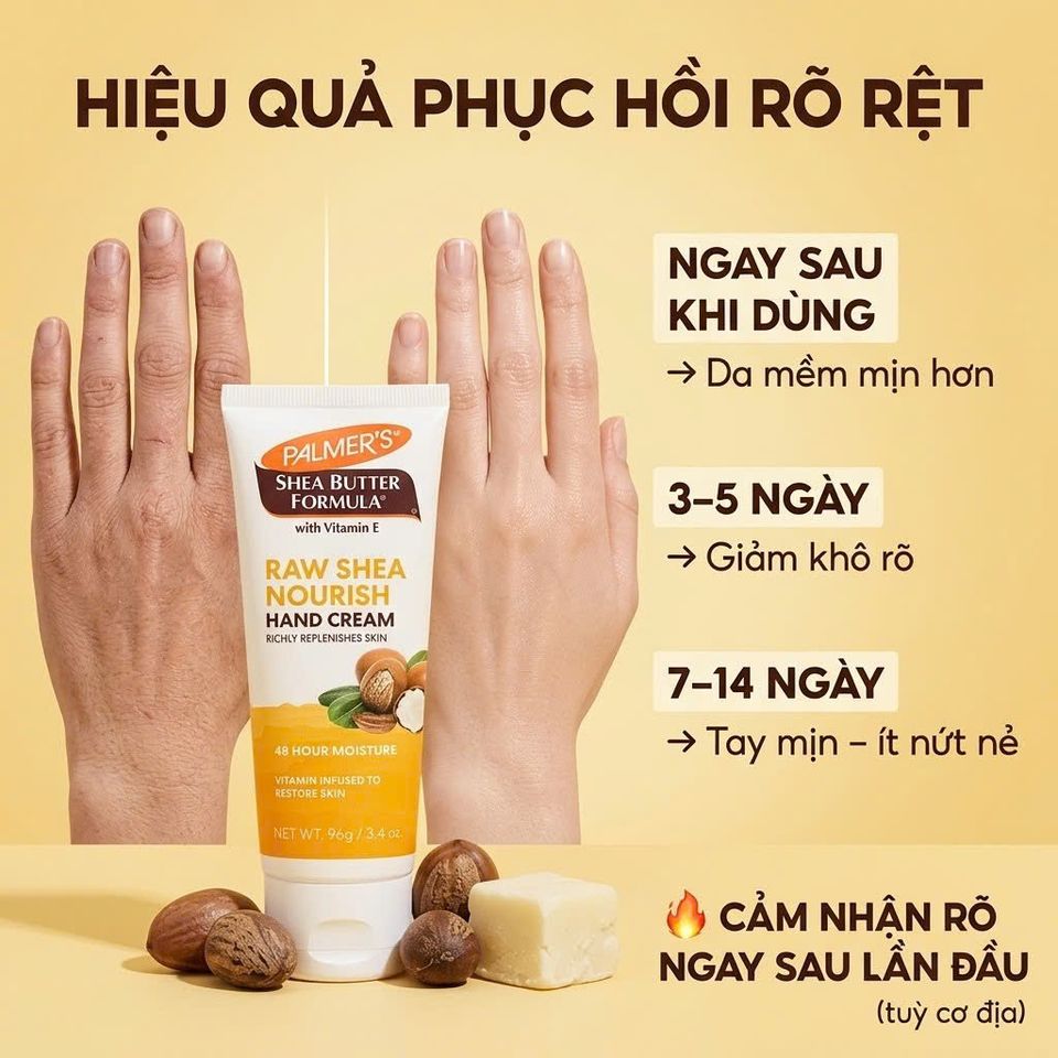 Kem dưỡng da tay khô Palmer's Shea Butter Formula Raw Shea Nourish Hand Cream 96g