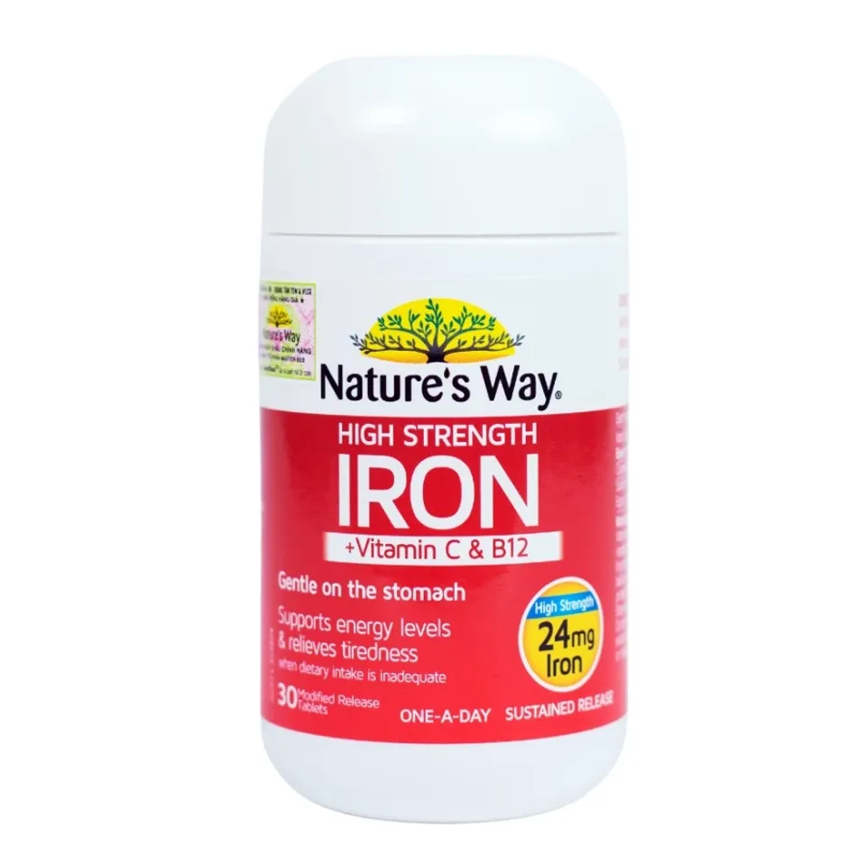 Nature's Way Vitamin C & B12 Kết Hợp Sắt Cao Cấp – Hỗ Trợ Bổ Sung Sắt và Vitamin Cho Bé (30 Viên)