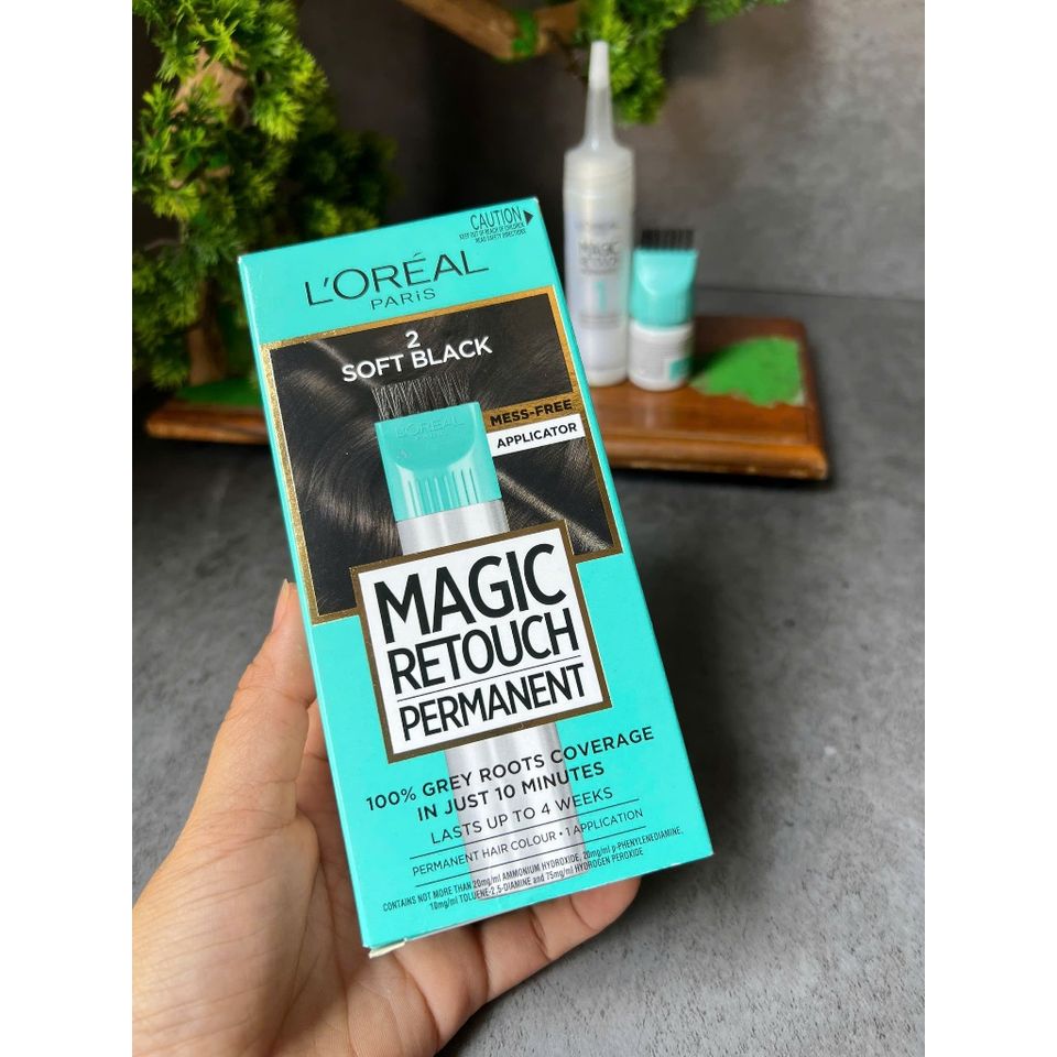 Nhuộm tóc che phủ tóc bạc L'Oréal Paris Magic Retouch Permanent màu 2 Soft Black