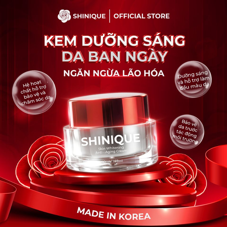 SHINIQUE Skin Whitening Anti-Aging Cream -  Kem Dưỡng Sáng Da, Cấp Ẩm với Niacinamide, Vitamin C, E, Ferulic Acid 50ml