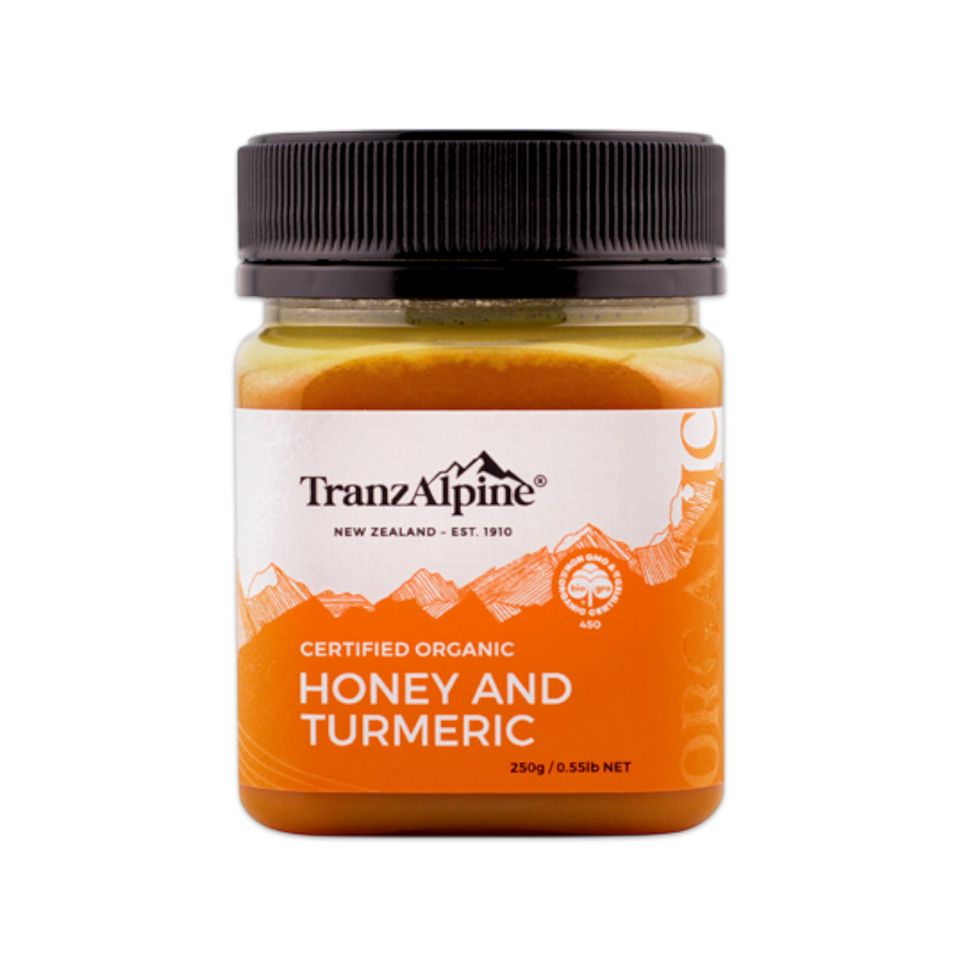 Mật ong cỏ ba lá hữu cơ kết hợp với nghệ TranzAlpine Certified Organic Honey And Turmeric 250g